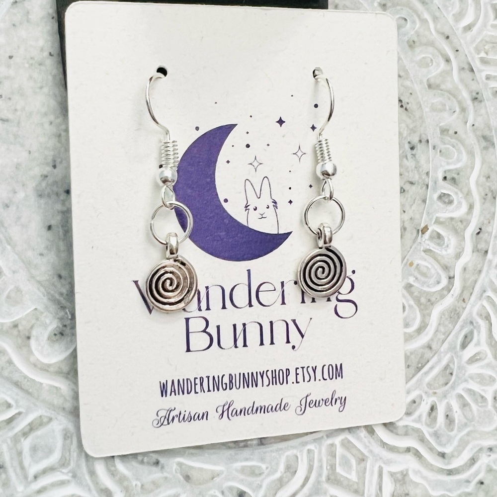 Silver Spiral Earrings Handmade by Wandering Bunny LLC